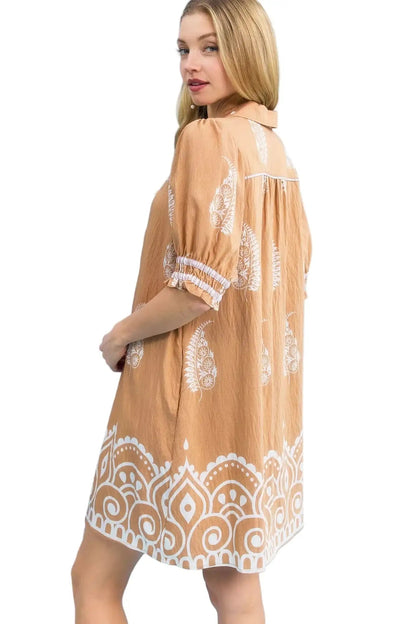 Umgee Paisley Mandala Print Babydoll Dress West2East Surf