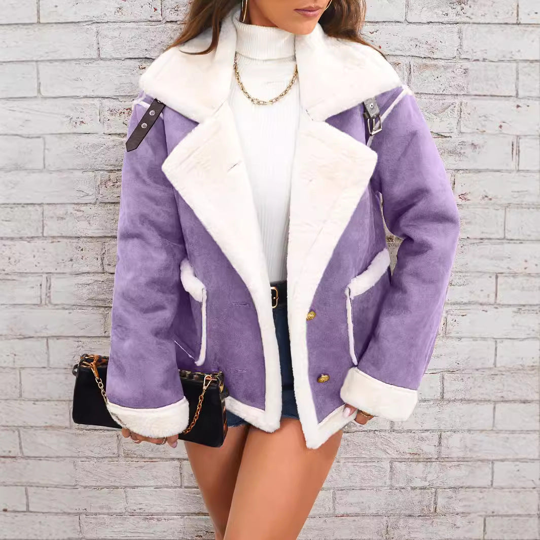 Fashion Polo Collar Plush Jacket Winter Warm Casual Jacket See size chart under “more details” The Fashion Celestial