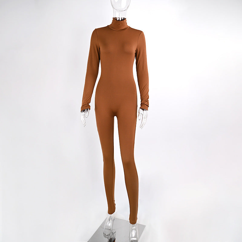 Autumn And Winter Solid Color Tight Long Sleeve Fleece-lined Yoga Jumpsuit Grayceful LLC