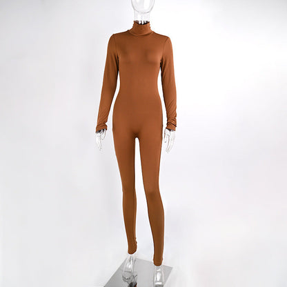 Autumn And Winter Solid Color Tight Long Sleeve Fleece-lined Yoga Jumpsuit Grayceful LLC