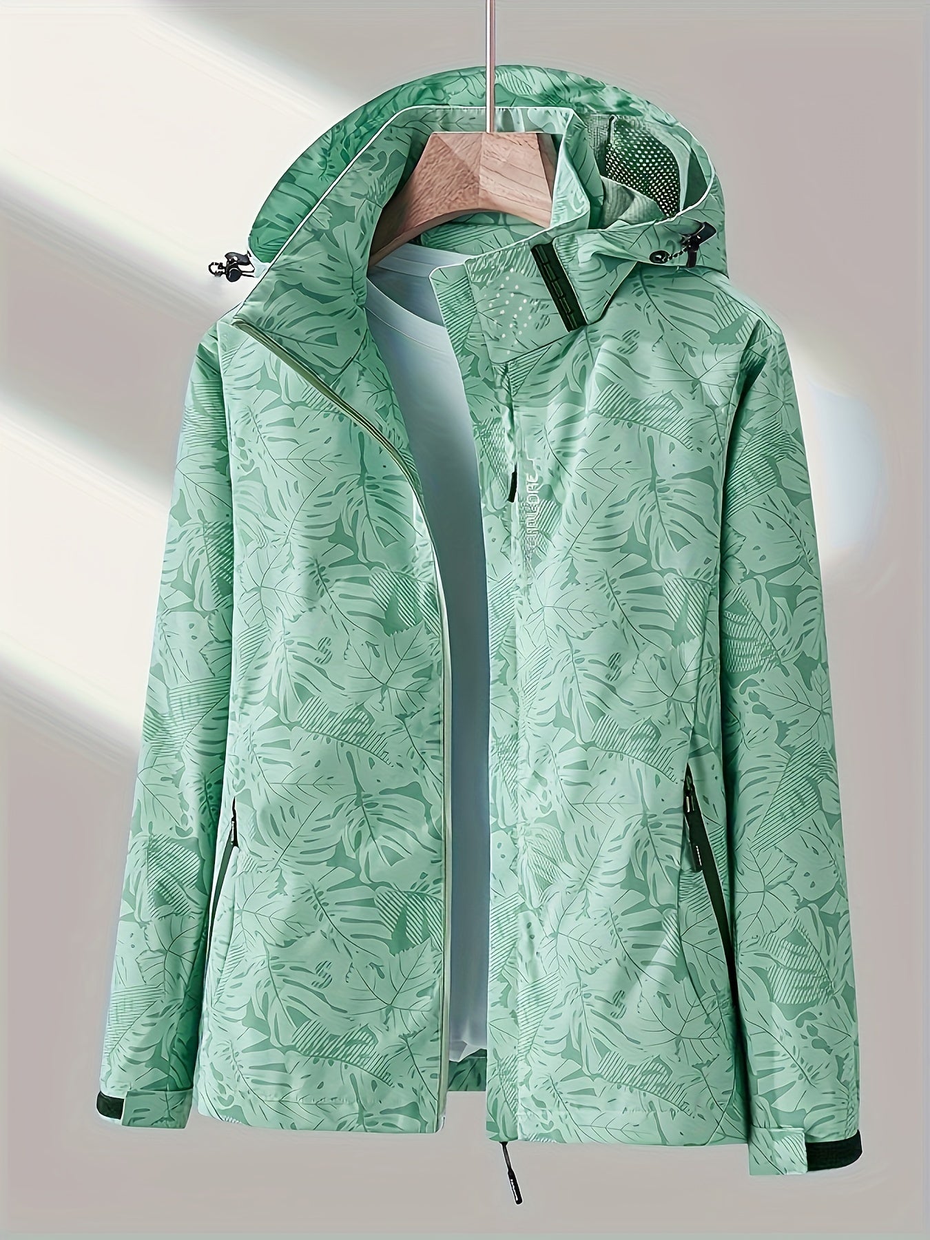 Women'S Outdoor Windbreaker Jacket | Casual Stand Collar, Non-Stretch Fabric, Random Print, Long Sleeve, Zipper Closure, Detachable Hood NovaCart