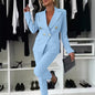 Double-Breasted Lapel Blazer & Zip-Up Trousers Suit FitiqueFit