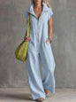 Women's Loose Sleeveless Jumpsuit with Pockets – Linen-Look FitiqueFit