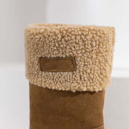 Women's Warm Faux Fur Lined Boots, Slip On Block Heeled Ankle Boots, Women's Footwear NovaCart