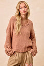 BiBi Chunky Knit Sweater with Flower Detail Sleeves FitiqueFit