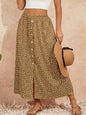 European And American Printed Breasted Self-tie Summer Pastoral A- Line Skirt Advanced Skirt Grayceful LLC