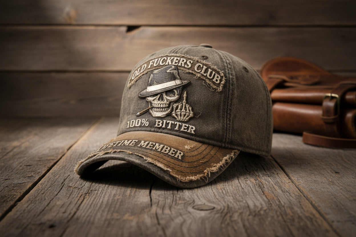 Embroidered Distressed Curved-Brim Baseball Cap | Retro Logo Style FitiqueFit