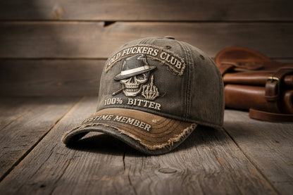Embroidered Distressed Curved-Brim Baseball Cap | Retro Logo Style FitiqueFit