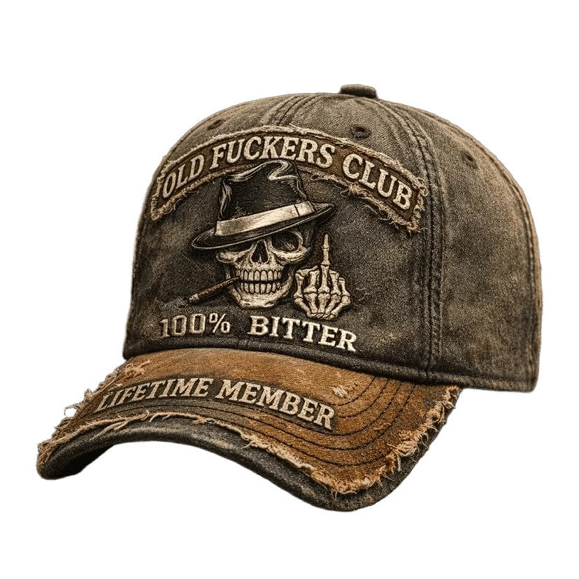 Embroidered Distressed Curved-Brim Baseball Cap | Retro Logo Style FitiqueFit