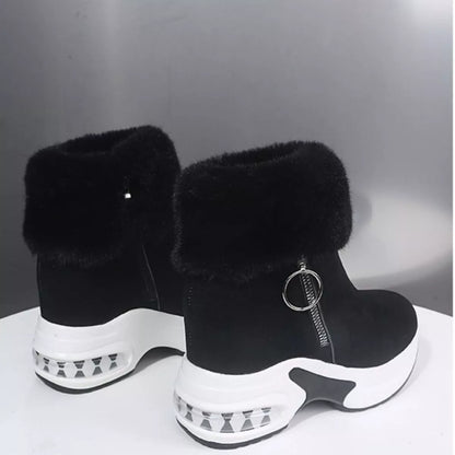 Fuzzy Side Zipper Platform Ankle Boots New Era Fashion LLc