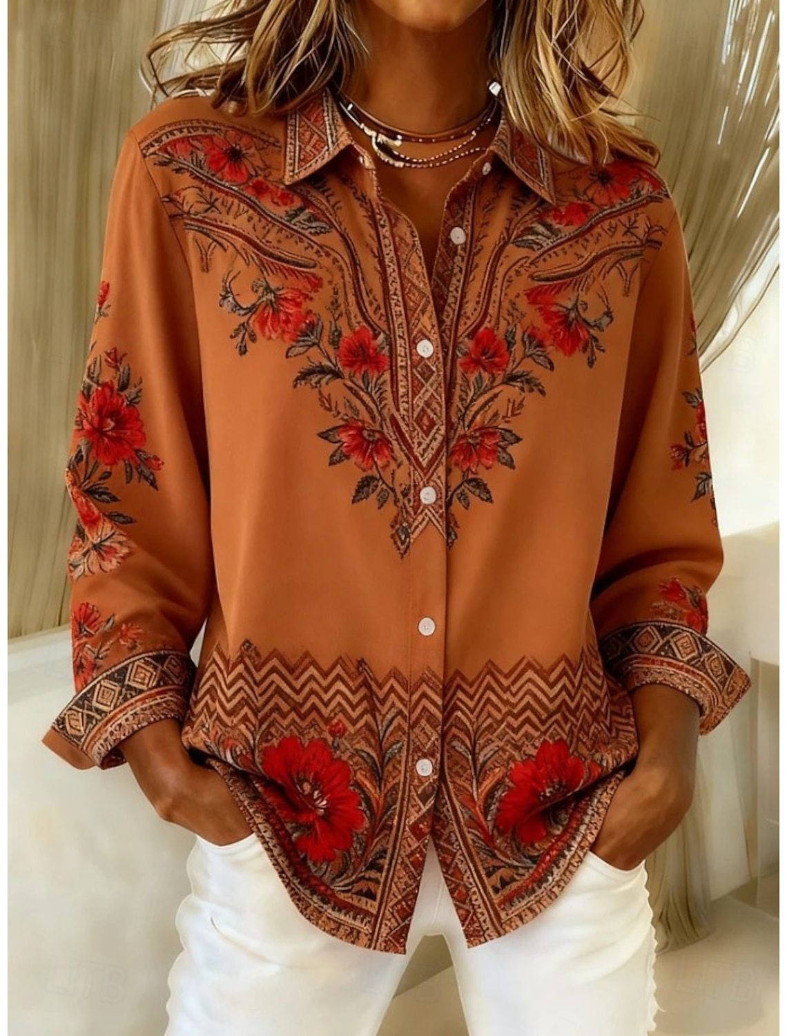 Loose-Fit Floral Print Lapel Cardigan Shirt – 4 Prints, S–5XL FitiqueFit
