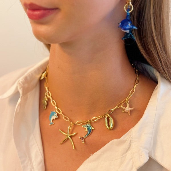 Ocean Play Charm Necklace – Dolphin, Starfish & Sh Shop Style & More | Fresh Looks, Everyday Deals & Free Shipping