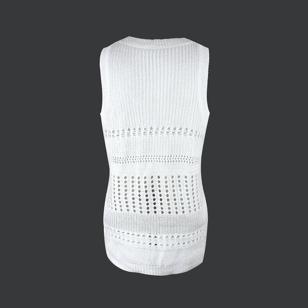 Women’s Solid Color Thin White Pullover Vest FitiqueFit