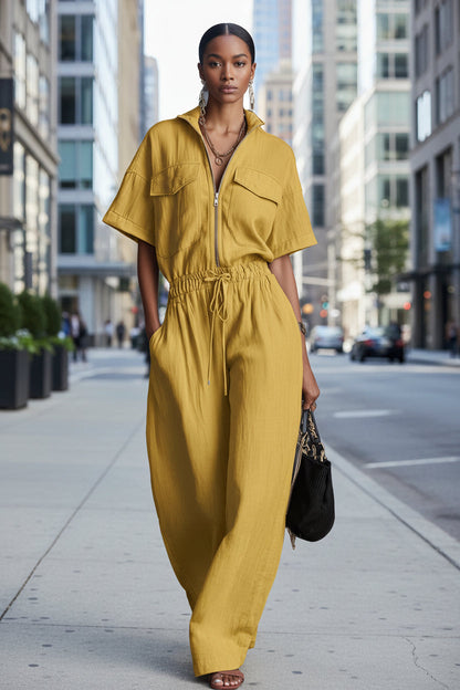 Women’s Stand Collar Sleeveless Wide-Leg Jumpsuit FitiqueFit