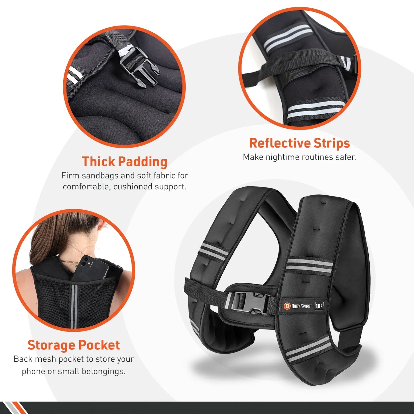 Weighted Vest, 5 Lb. - Adjustable Fitness Vest for Strength Training, Running, Walking, and Endurance Workouts