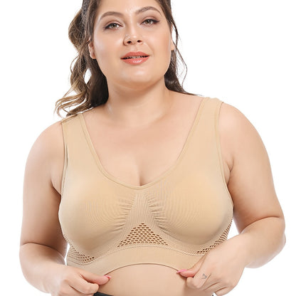 Plus Size Sports Bras for Women Seamless Bra with Pads Big Size Bralette Push Up Brassiere Bra Vest NovaCart