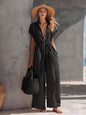 Retro Resort V-Neck Jumpsuit – Drop Shoulder, Loose Fit FitiqueFit