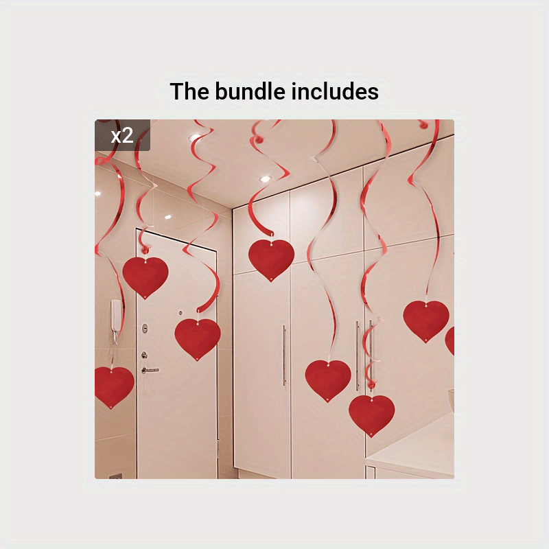 6pcs Heart Spiral Hanging Decorations - Perfect for Holiday Parties & Celebrations, Perfect for Winter, New Year NovaCart