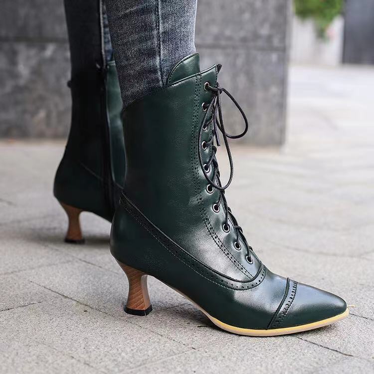 Women’s High Heel Martin Boots – British Style Motorcycle Fashion FitiqueFit