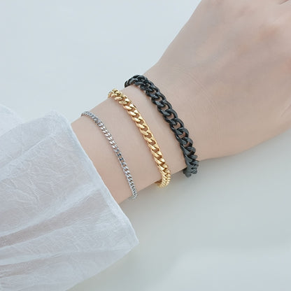 3/5/7/mm Fashion Simple Stainless Steel Cuban Chain Bracelet For Men And Women NovaCart