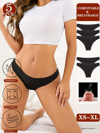 Set of 5 Women'S Seamless Bikini Underwear, Breathable Women'S Bikini Briefs, Invisible Panties, Comfortable Women'S Underwear in a Pack of 5 NovaCart