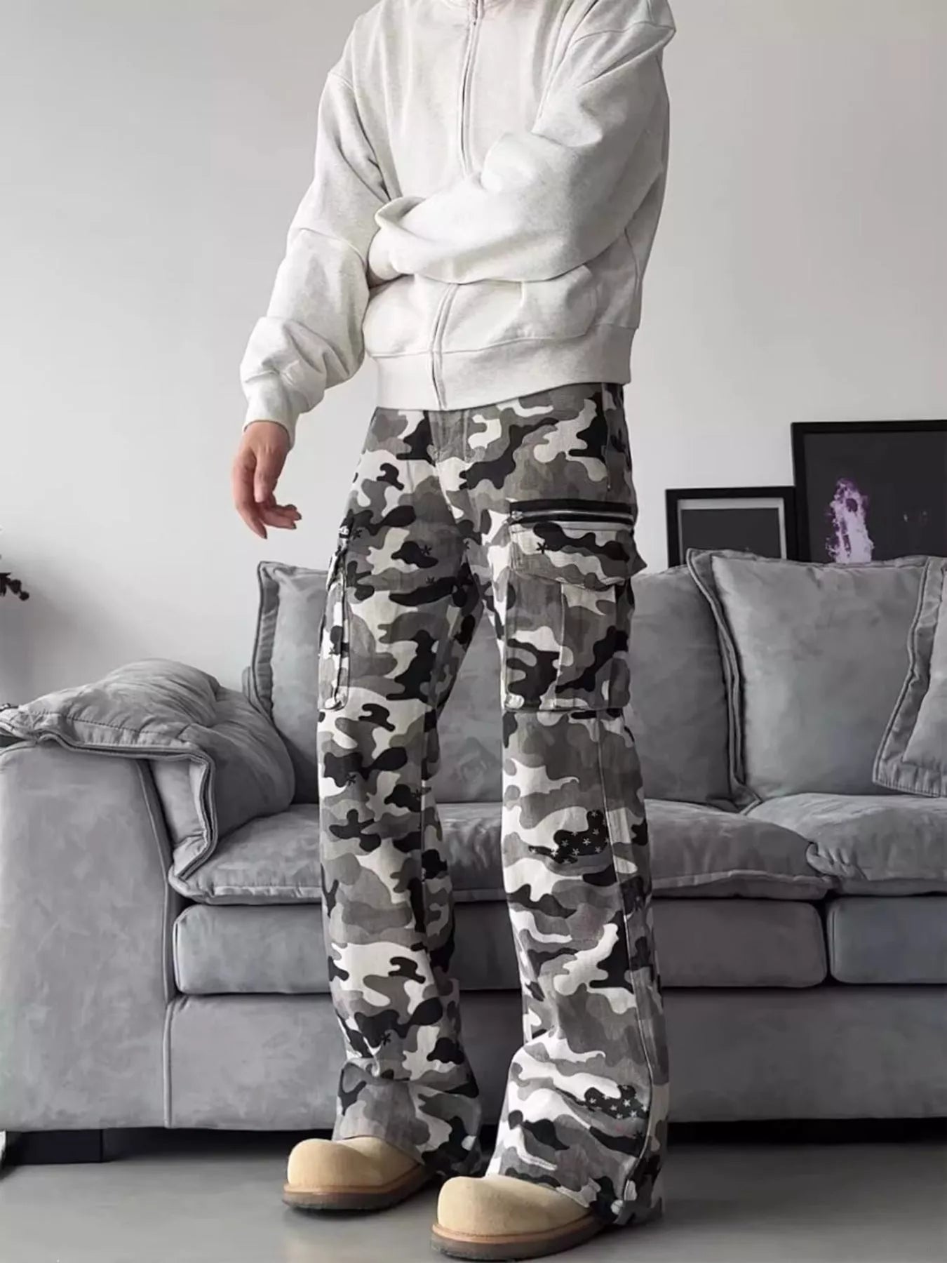 Men's Full Size Camouflage Wide Leg Pants Plus Size New Era Fashion LLc