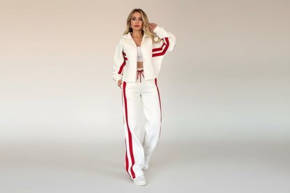 Women’s Y2K Striped Zip-Top Jacket – Retro Track Sports Suit FitiqueFit