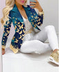 Women's Printed Coat & Trousers Two-Piece Set – 19 Prints, Casual Fashion Suit FitiqueFit