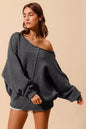 SO ME Loose Fit Exposed Seam Slouchy Boucle Sweater FitiqueFit