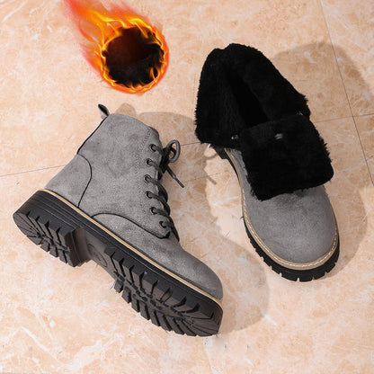 Women’s Lace-Up Suede Fleece-Lined Ankle Boots | Cozy Winter Boots FitiqueFit
