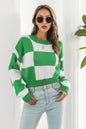 Color Block Round Neck Dropped Shoulder Sweater New Era Fashion LLc