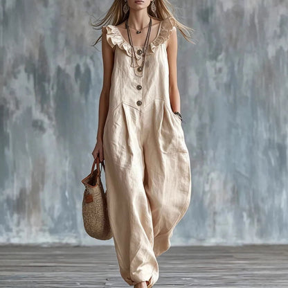 Women's Sleeveless Button-Down Tank Jumpsuit FitiqueFit