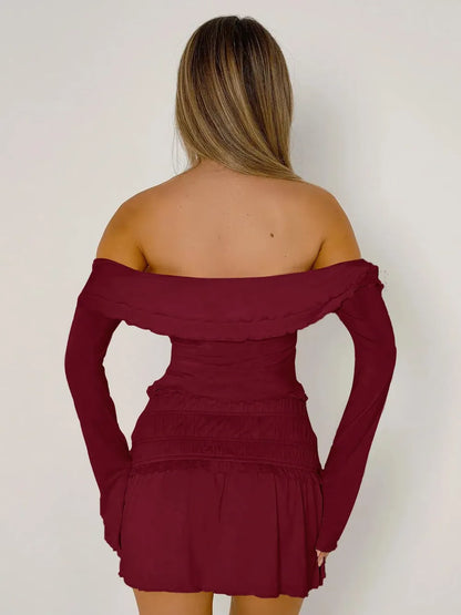 Devine Twisted Ruffled Off-Shoulder Long Sleeve T-Shirt New Era Fashion LLc