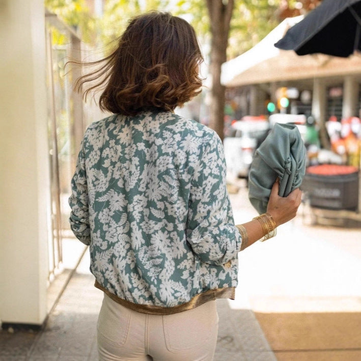 Casual Jacket Slim-fit Zipper Printed Jacket See size chart under “more details” The Fashion Celestial