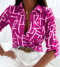 Women’s Stripe Print Long-Sleeve Blouse FitiqueFit