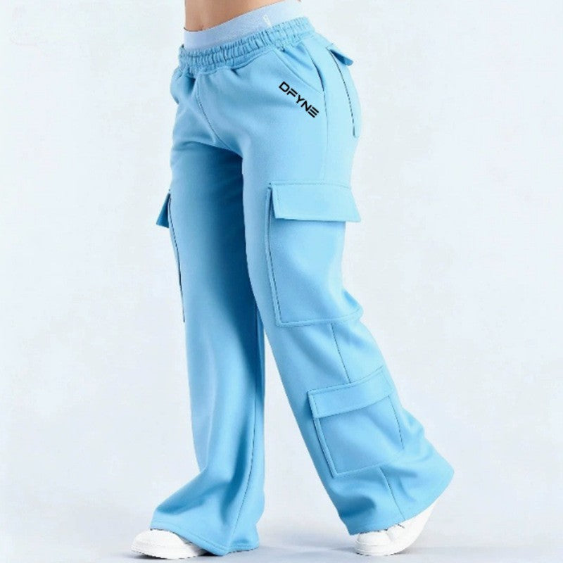 Women's Loose-Fit Casual Pants with Pockets – Solid Color Two-Tone Label FitiqueFit