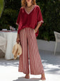Women's Striped Tunic Top & Casual Trousers Two-Piece Set FitiqueFit