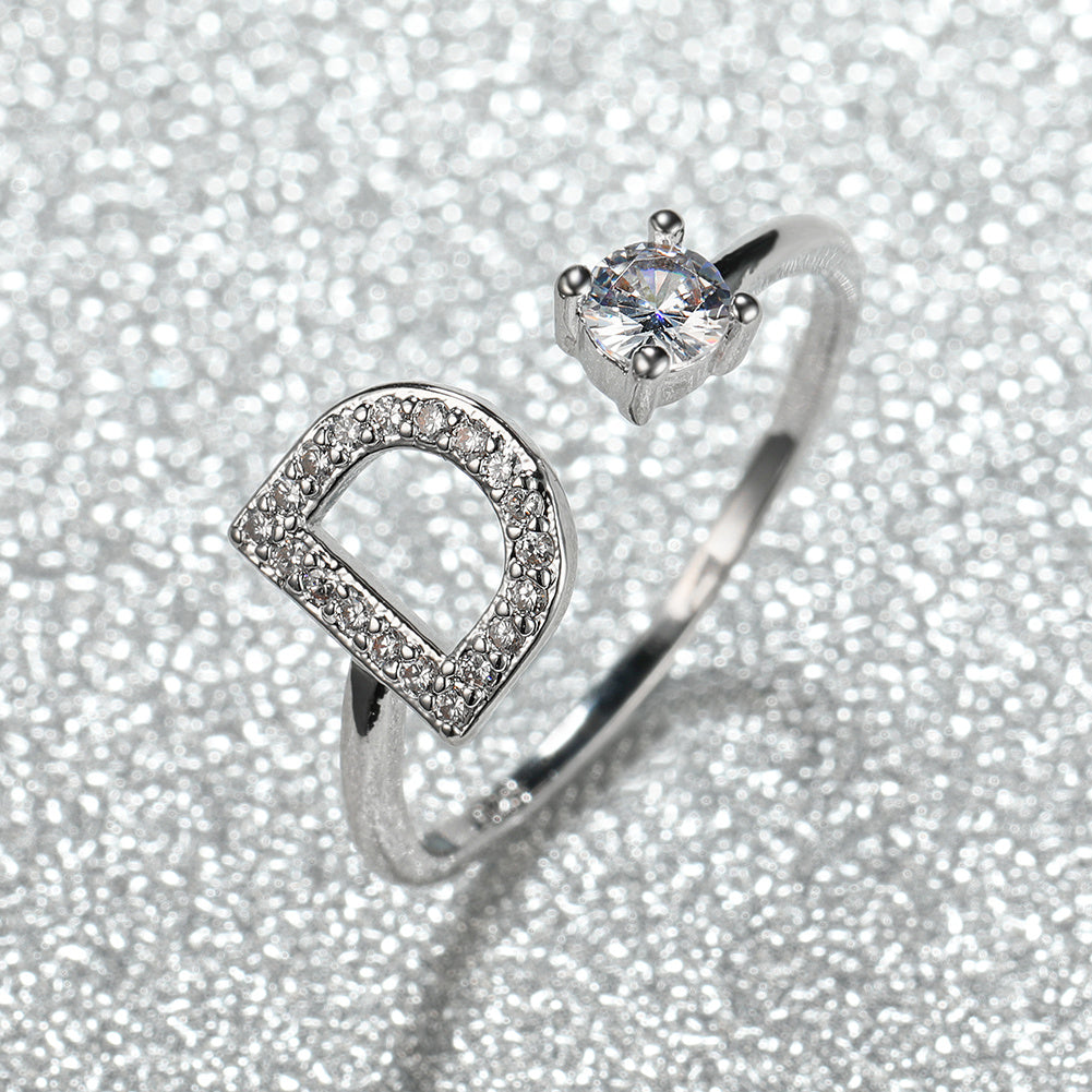Popular Fashion Silvery AZ Letter Ring Initials Wedding Love Couple Rings Bridesmaid Gift NovaCart