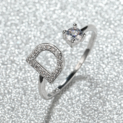 Popular Fashion Silvery AZ Letter Ring Initials Wedding Love Couple Rings Bridesmaid Gift NovaCart