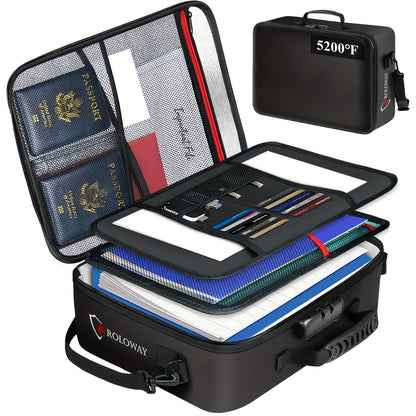 Fireproof Document Bag with Lock  Reflective Strip