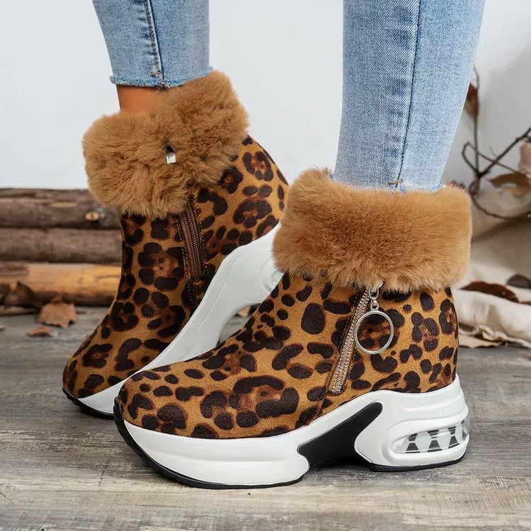 Fuzzy Side Zipper Platform Ankle Boots New Era Fashion LLc