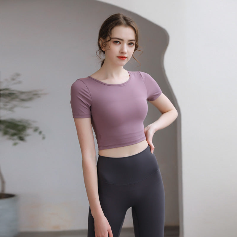 Tight Fit Yoga Top With Chest Pad Beauty Back Breathable FitiqueFit