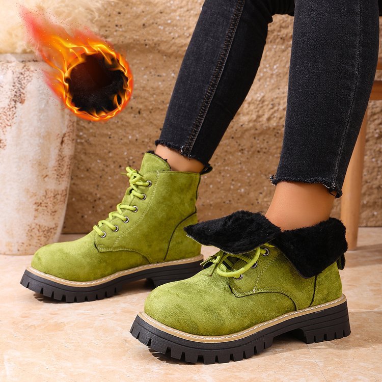 Women’s Lace-Up Suede Fleece-Lined Ankle Boots | Cozy Winter Boots FitiqueFit