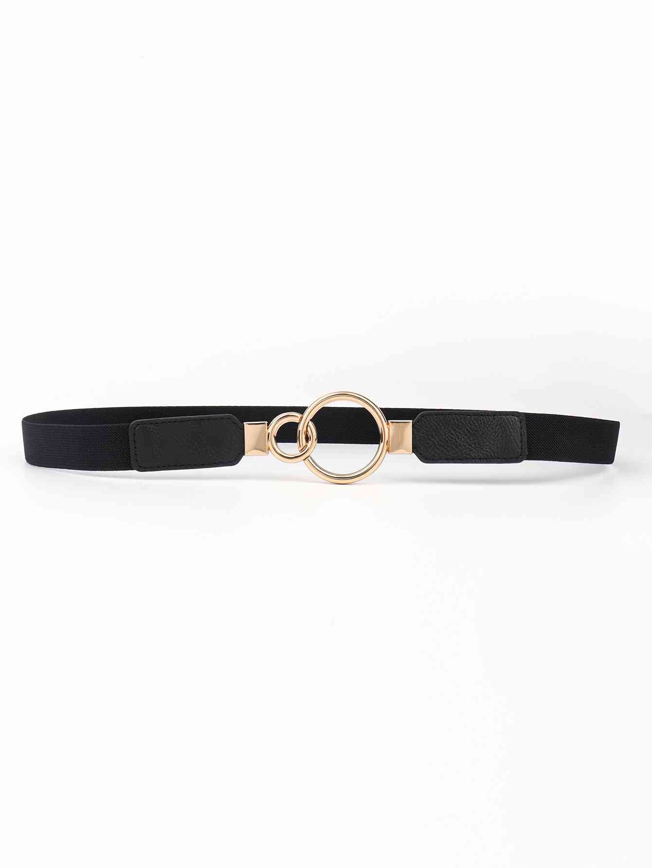 ElegantStyle Double Ring Buckle Elastic PU Belt – Adjustable Comfort Fit See size chart under “more details” The Fashion Celestial