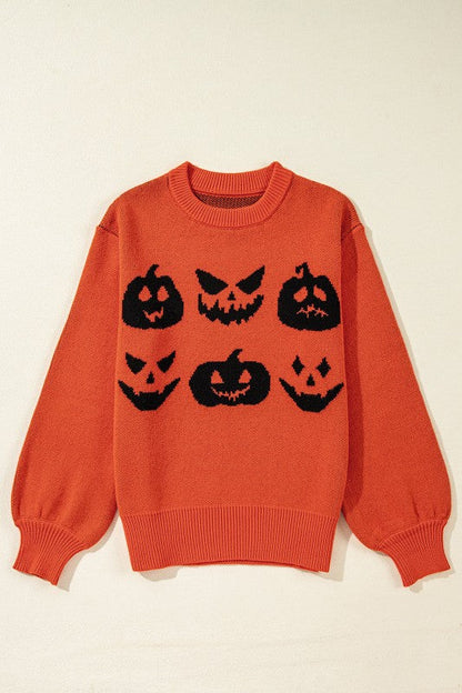 Halloween Pumpkin Face Drop Shoulder Sweater Shop Style & More | Fresh Looks, Everyday Deals & Free Shipping