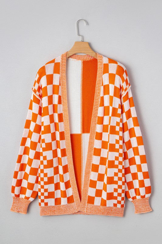 Checker Open Front Drop Shoulder Cardigan Shop Style & More | Fresh Looks, Everyday Deals & Free Shipping