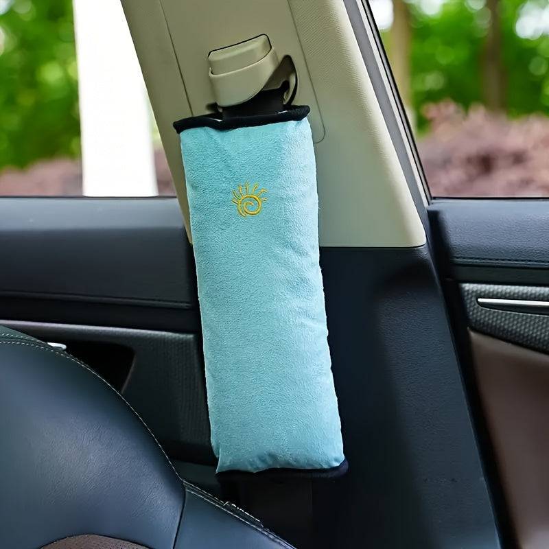 Soft Auto Seat Strap Headrest Neck Support - Car Seat Belt Pillow, Shoulder Pads, Safety Belt Protector Cushion, Comfortable Fabric Material for Enhanced Comfort and Safety, Car Comfort Accessory | Sun Design Pillow | Durable NovaCart
