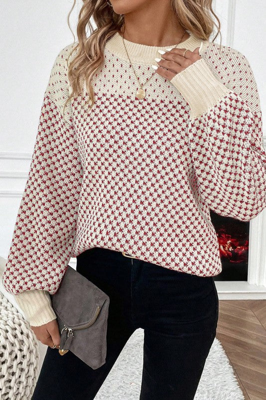 Dotted Colorblock Lantern Sleeve Sweater Shop Style & More | Fresh Looks, Everyday Deals & Free Shipping