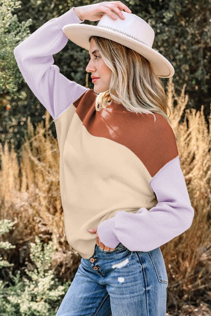 Colorblock Ribbed Knit Long Sleeve Sweater Shop Style & More | Fresh Looks, Everyday Deals & Free Shipping