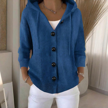 Women’s Button-Down Hoodie Cardigan Sweater Coat FitiqueFit